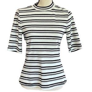 Maeve Anthropology Black & White Stripe Top / T Shirt Half Sleeve Size M